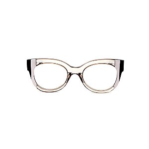 Armação para óculos de Grau Gustavo Eyewear G56 16. Cor: Fumê com listras preta e branca. Haste preta.