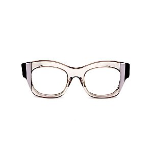 Armação para óculos de Grau Gustavo Eyewear G58 8. Cor: Fumê com listras preto e cinza. Haste preta.