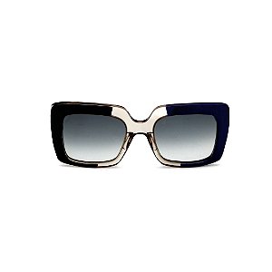 Óculos de Sol Gustavo Eyewear G59 12. Cor: Preto, fumê e azul opaco. Haste preta. Lentes cinza.