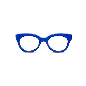 Armação para óculos de Grau Gustavo Eyewear G56 17. Cor: Azul opaco. Haste preta.
