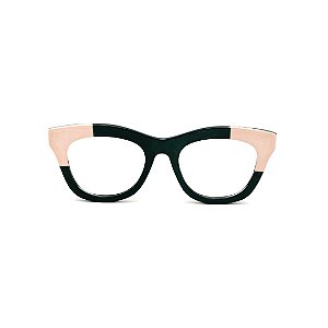 Armação para óculos de Grau Gustavo Eyewear G69 23. Cor: Verde e nude opaco. Haste preta.