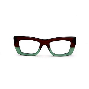 Armação para óculos de Grau Gustavo Eyewear G79 3. Cor: Marrom e verde translúcido. Haste marrom.
