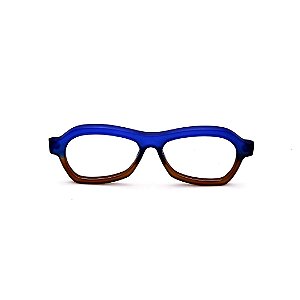 Armação para óculos de Grau Gustavo Eyewear G105 7. Cor: Azul e fumê fosco. Haste azul fosco. Unisex.