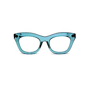 Óculos de Grau Gustavo Eyewear G69 6 na cor ciano com as hastes preta.