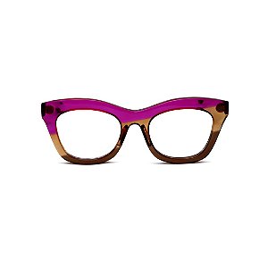 Armação para óculos de Grau Gustavo Eyewear G69 40. Cor: Vermelho translúcido. Haste animal print.