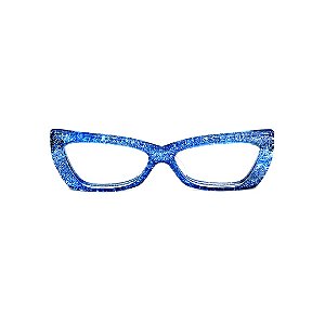 Armação para óculos de Grau Gustavo Eyewear G81 12. Cor: Azul com purpurina. Hastes azul.