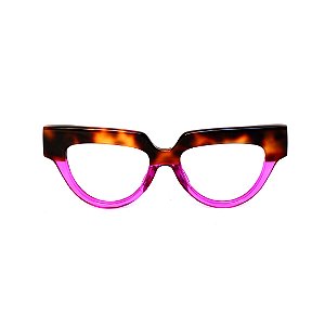 Óculos de Grau Gustavo Eyewear G40 2 em Animal print e violeta, com as hastes em animal print. Clássico