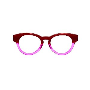 Óculos de Grau Gustavo Eyewear G47 3 nas cores vermelho e violeta, com as hastes vermelhas. Modelo Unisex