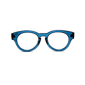 Óculos de Grau Gustavo Eyewear G47 2 na cor azul e hastes em Animal Print. Modelo Unisex.