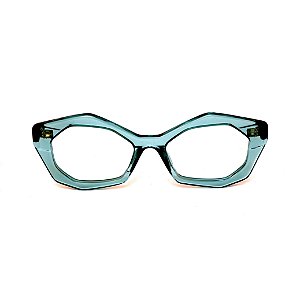 Óculos de Grau Gustavo Eyewear G53 1 na cor acqua com as hastes pretas.