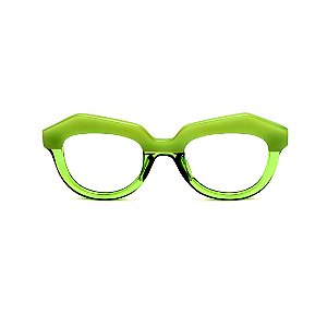 Óculos de Grau Gustavo Eyewear G37 2 nas cores jade e verde, com as hastes verdes.