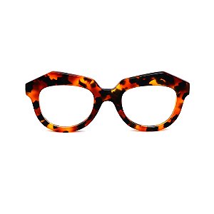 Óculos de Grau Gustavo Eyewear G37 1 em animal print com as hastes pretas. Clássico