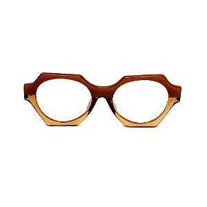 Óculos de Grau Gustavo Eyewear G72 4 na cor doce de leite e âmbar, hastes pretas.