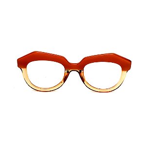 Óculos de Grau Gustavo Eyewear G37 5 nas cores doce de leite e âmbar, com as hastes em animal print.