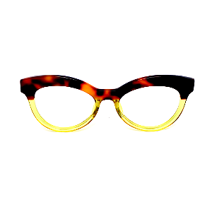 Óculos de Grau G38 7 em Animal Print e amarelo, hastes animal print. Clássico