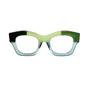 Óculos de Grau G58 1 nas cores jade, preto, verde e azul com as hastes preta.