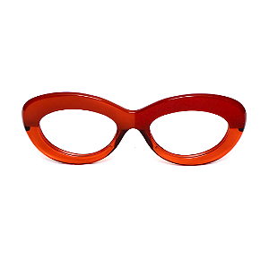 Óculos de Grau G36 2 nas cores vermelho, doce de leite escuro e caramelo, hastes marrom.