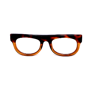 Óculos de Grau Gustavo Eyewear G14 3 em animal print e caramelo, com as hastes em animal print.