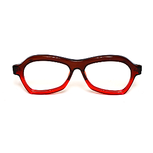 Óculos de Grau Gustavo Eyewear G105 5 nas cores marrom e vermelho com as hastes marrom. Unisex