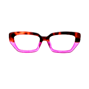 Óculos de Grau Gustavo Eyewear G51 1 em Animal Print e violeta, com as hastes violeta. Clássico