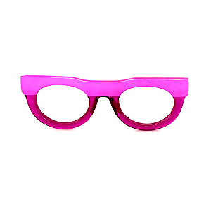 Óculos de Grau G120 3 nas cores violeta opaco e translúcido, com as hastes pretas.