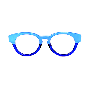 Óculos de Grau Gustavo Eyewear G47 5 na cor azul opaco e translúcido, com as hastes pretas. Modelo Unisex