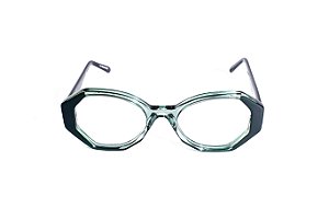 Óculos de Grau G157 4 nas cores acqua e preta, com as hastes pretas.