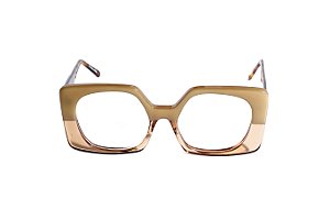Óculos de Grau G154 3 nas cores doce de leite e âmbar, com as hastes Animal Print.