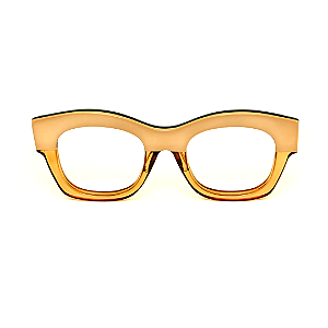 Óculos de Grau G58 3 nas cores nude e âmbar, com as hastes em Animal Print.