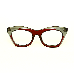 Óculos de Grau Gustavo Eyewear G69 10 nas cores vermelho e fumê, com as hastes vermelhas.
