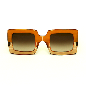Óculos de Sol G01 2 nas cores âmbar e dourado, hastes e lentes marrom.