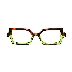 Óculos de Grau G127 5 em animal print e verde, hastes animal print. Clássico.