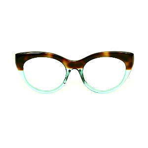 Óculos de Grau Gustavo Eyewear G65 3 em Animal Print e acqua com as hastes animal print. Clássico