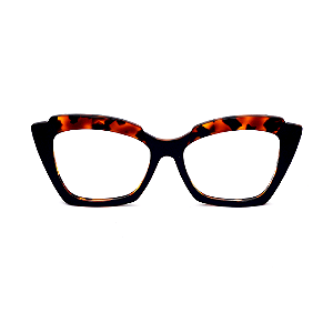 Óculos de Grau Gustavo Eyewear G111 4 em Animal Print e preto. Hastes pretas. Clássico