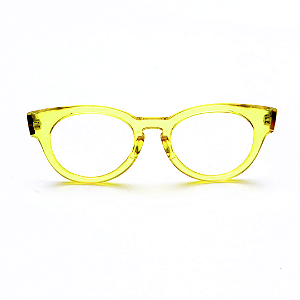 Óculos de Grau Gustavo Eyewear G47 3 em amarelo e hastes Animal Print.