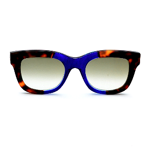 Óculos de Sol Gustavo Eyewear G57 1 em Animal Print e azul, hastes Animal Print e lentes cinza. Clássico
