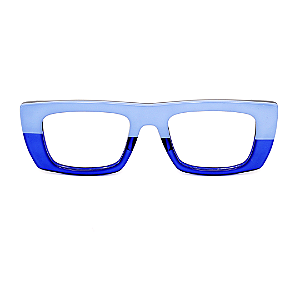 Óculos de Grau Gustavo Eyewear G80 1 em tons de azul e hastes pretas.