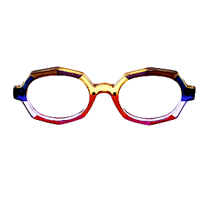 Óculos de Grau Gustavo Eyewear G121 3 multicolor e hates pretas.