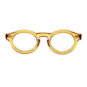 Óculos de Grau Gustavo Eyewear G29 7 caramelo e hastes fumê. Unisex