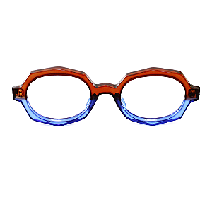 Óculos de Grau Gustavo Eyewear G121 4 em marrom e azul. Hates marrom.