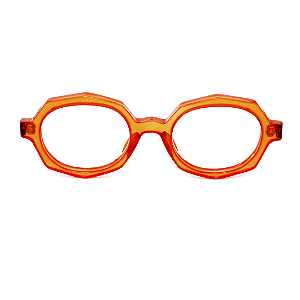 Óculos de Grau Gustavo Eyewear G121 7 laranja e hastes marrom.