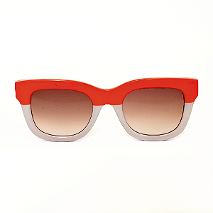 Óculos de Sol Gustavo Eyewear G57 3 vermelho e cinza. Hastes Animal Print.