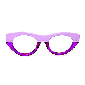 Óculos Gustavo Eyewear G119 2 violeta. Hastes Animal Print.