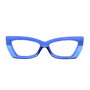 Óculos de Grau Gustavo Eyewear G81 4 Azul com hastes pretas.