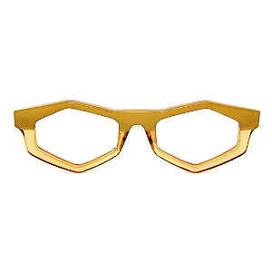 Óculos de Grau Gustavo Eyewear G153 1 em doce de leite claro e âmbar. Hastes Animal Print. Doce de Leite