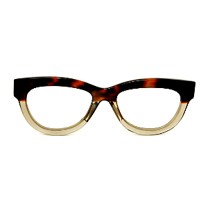 Óculos de Grau Gustavo Eyewear G73 9 em Animal Print e âmbar. Hastes em Animal Print