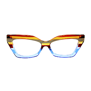 Óculos de Grau Gustavo Eyewear G167 4 Vermlho, laranja, cinza, acqua e azul. Hastes laranja. Murano