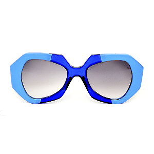 Óculos de Sol Gustavo Eyewear G139 1 Azul. Hastes pretas e lentes marrom.