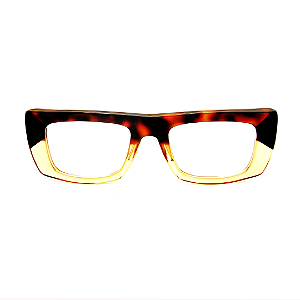 Óculos de Grau Gustavo Eyewear G80 2 Animal Print, âmbar e preto Hastes Animal Print. Clássico
