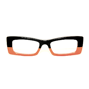 Óculos de Grau Gustavo Eyewear G35 4 preto e laranja. Hastes pretas. Black November